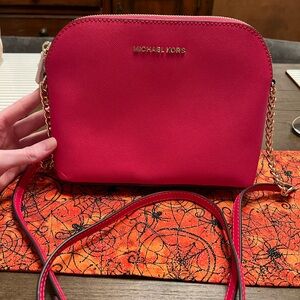 NWT Michael Kors Fuchsia Crossbody Bag with Gold Accents
